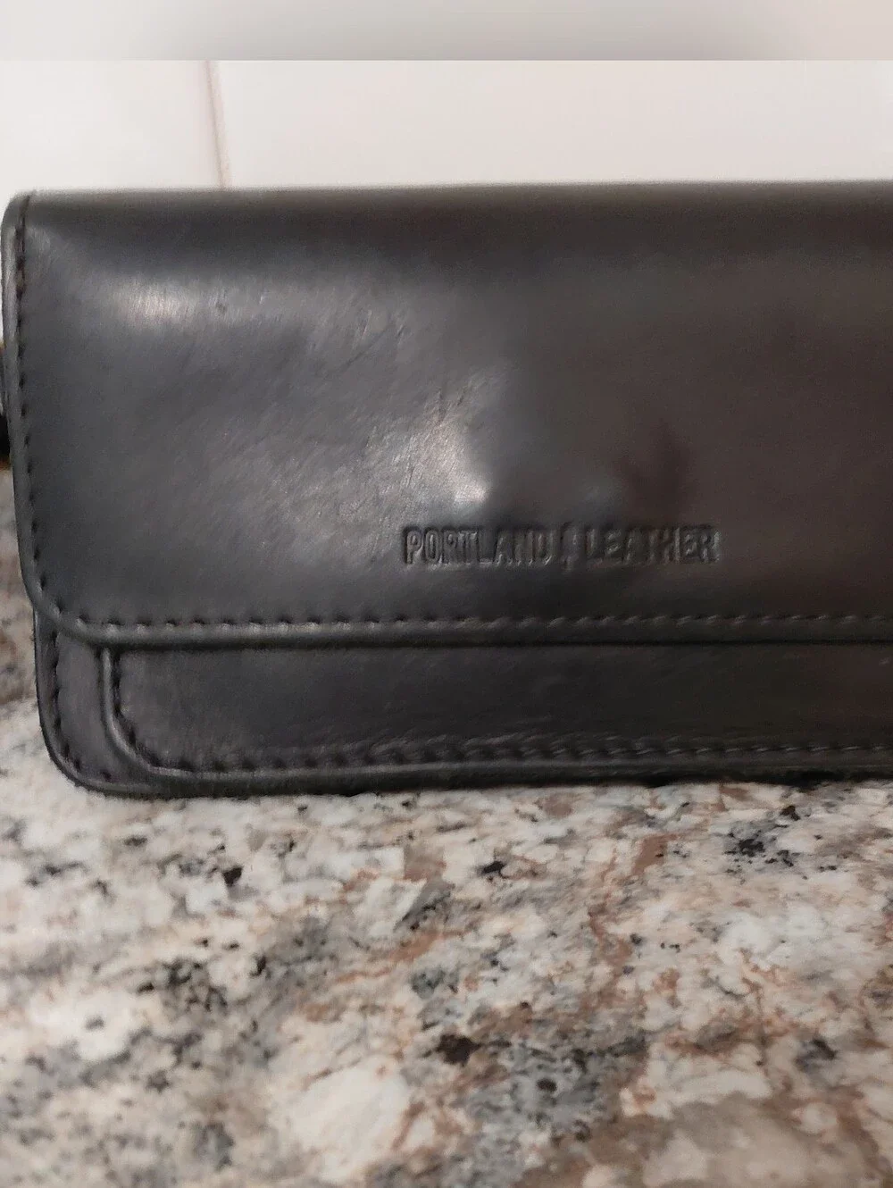 Portland Leather Goods Black Lily Leather Wristlet Wallet